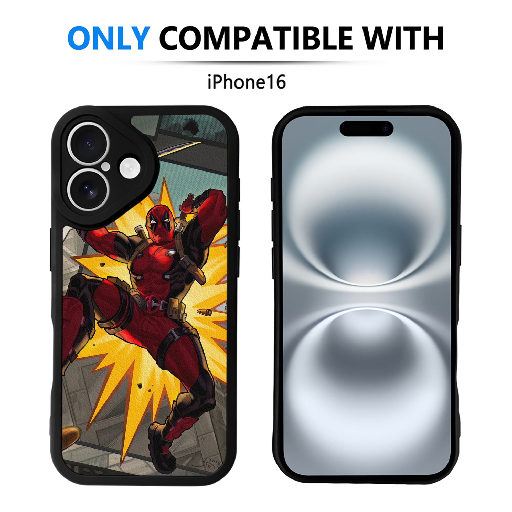 （画像用） Deadpool デッドプール 【iPhone 16シリーズ対応】シリコンスマホケース（レザー調） 材質：シリコン